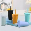 450ML Double Walled Plastic Straw Mugs Coffee Cup Reusable Water Bottles Teacups Summer Cold Water Mug Tumbler Cups With Straw 240117