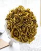 Gouden Bruiloft Bruidsboeketten Met Handgemaakte Bloemen Pailletten Rode Roos Bruiloft Benodigdheden Bruid Met Broche Boeket CPA15862074965