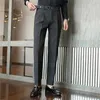 高品質の冬の男性スーツパンツファッション韓国スリムフィットカジュアルソリッドフォーマルズボンメンズエラスティックウエストマン240117