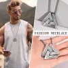 Collana con ciondolo Viking Valknut per uomo in oro bianco 14 carati Gioielli norvegesi Odin Valhalla Berserker Death