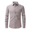 Chemises habillées pour hommes Hommes couleur unie à manches longues boutonné chemise sans rides fête banquet coupe régulière USA taille 15 couleurs mâle