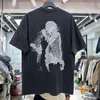 Rock tees t-shirts mens wahsed svart skjorta USA-storlek designer överdimensionerade tshirts high street riktiga bilder 24 sommar