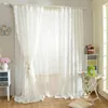 Korean Creative White Lace 3D Rose Curtain Voile Anpassade fönsterskärmar för äktenskap vardagsrum sovrum fransk fönster tende 240117