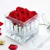 Vases Clair acrylique Rose fleur boîte maquillage organisateur fleur cadeau boîte saint valentin mariage décor coffret cadeau fait main boîte cadeau Vase YQ240117