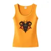 Kvinnors tankar get skalle pentagram grafisk design sexig fit tank tops gotisk bomull ärmlös t-shirt halloween satanism topp