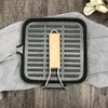 22cm Cast Iron Steak Camping Griddle Frying Pan BBQ Nonstick Easy Clean Kitchen Cookware Supplies Foldable Skillet Picnic 240116