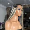 1B/27 Highlight 13X4 Lace Frontal Human Hair Wigs 200% Blonde Brown Glueless PrePlucked 34Inch Bone Straight Lace Front Wig