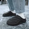 Pantoufles d'hiver pour garçons et hommes, chaussures chaudes d'intérieur, fond épais en peluche, imperméable, maison en coton plat pour femmes