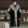 Imitação de casaco de vison masculino inverno quente longo trench coat pele tamanho grande 240116