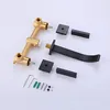 Bathroom Sink Faucets Brushed Gold/MaBlack Wall Mounted Vanity Faucet 2 Handles 3 Hole Cold And Water Mixer Brass