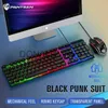 Keyboards Pinson punk round keycap keyboard wired luminous mechanical feel gaming keyboard mouse set J240117