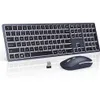 Claviers Rétro-éclairage clavier et souris sans fil Combo 2.4G USB ensemble de clavier silencieux ensemble de souris clavier mince pleine taille rechargeable J240117