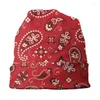 Bérets rouge Bandana motif Bonnet Bonnet tricot chapeau hommes femmes mode unisexe adulte chaud hiver Skullies bonnets casquette