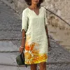 Vestidos casuais vestido de verão para mulheres roupas elegantes estampas florais 2024 midi vintage meia manga vestidos de mujer-deco