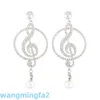 2024 New Age Jewelry Designer Fashionable and Sparkling Diamonds Notes Artistic Style Musical 925 Silver Needle Earrings