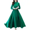 Spring Autumn Maxi Dresses Fashion Female Vintage Full Sleeve Solid Aline Casual Chiffon Dres Long Muslim Dress 240117