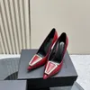 Fashion Pumps High Heels Shoes Sexy Pointy Sexy High Heel Patent Leather Sandal Large Square Buckle Designer Slingback Heel Luxury Dress Party Shoe Top Quality