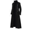 Men Gothic Trench Medieval Steampunk Retro Coat Double-breasted Trim Solid Men's Lapel Coats Vintage Long Trench 240117