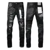 Paarse jeans Heren Jean hoogwaardige unieke designstijl met gaten Slim Fit Bikers Denim Jeans voor heren Mans Zwarte Slim fit broek