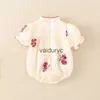 Zestawy 0-12m nowonarodzone body Baby Girl Drukuj bawełniany letni niemowlę Jumpusy Modne ubrania dziecięce dla dziewcząt w chińskim stylu H240508