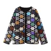 Frauen Trenchcoats YENKYE Frauen Vintage Geometrische Patchwork Druck Steppmantel Langarm Weibliche Lose Jacke Herbst Winter Retro