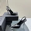 Fashion Pumps High Heels Shoes Sexy Pointy Sexy High Heel Patent Leather Sandal Large Square Buckle Designer Slingback Heel Luxury Dress Party Shoe Top Quality