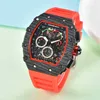 2024 New style imitation carbon fiber watch hip-hop trend six pin men's calendar running second straight quartzA3LV