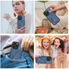 Cross Body Phone Case för iPhone 11-15 Series Premium Denim Texture Leather Phone Cover med spela korthållare och lanyardband