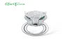 SANTUZZA Silver Pendant For Women Pure 925 Sterling Silver Shiny White Panther Green Black Spinel Delicate Party Fine Jewelry 21038060173