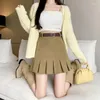 Skirts Corduroy Skirt Women Clothes Autumn Winter High Waist Solid Mini A-line Skorts With Belt Spring Office Lady Pleated Saias