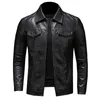 Mäns motorcykel läderjacka stor storlek Pocket Black Zipper Lapel Slim Fit Male Spring and Autumn High Quality Pu Coat M-5XL 240116