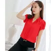 Women's Blouses Women Shirt Chiffon Blusas Femininas Tops Short Sleeve Elegant Ladies Formal Office Blouse Plus Size XXXL