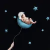 Accesorios de fotografía para bebés, almohada de estrellas y luna posando, Kit de almohada cuadrada de media luna para bebés, accesorios para fotografía 240117