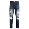 Mode Street Style Ripped Skinny Jeans Mannen Vintage wash Solid Denim Broek Heren Casual Slim fit Zwart Blauw denim Broek 240116