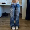 Harajuku Grunge Vintage Pantalon Cargo Taille Basse Y2K Esthétique Indie Femmes Jeans Poches Coréen Streetwear Pantalon Rétro 240116