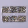 Nail Art Decorations SS4-SS16 1 Box/6 Grids Shimmer AB Rhinestones Nails Accessories For Manicures DIY Supplies Professional