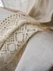 Micro Transparent Bohemian Hollow Crochet Pure Linen Hand-Stitched Beige Fringed Farmhouse Retro Dekorativ gardin 1 st 240117