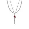 Pendant Necklaces Double Layer Red Zircon Rose Layered Flower Stone Chain Necklace Irregular Floral Aesthetic Jewelry Gift Decor