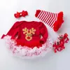 Abiti per ragazze 0-24m Christmas Bildow Abite Bambini da coppia Abiti per le gambe Abiti da gamba Set di vestiti per bambini Capodanno First Birthday Outfits H240508