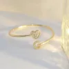 Doremi-brazalete abierto de circonita con letra inicial de 9mm, brazalete ajustable personalizado de acero inoxidable con corazón, regalos para mujer, joyería 240116