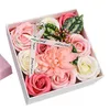 Walentynki Prezent DIY SOAP Flower Flower Box Bouquet Home Festival Gift Liść sztuczne kwiaty domowe dekoracja ślubna 240117