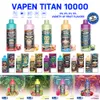 AB stok vapen titan tek kullanımlık vape 10000puffs doldurulmuş e sigara çift örgü bobin 20ml kapasiteli yağ sızdıran doldurulabilir puf kasırgası tek kullanımlık shisha puf