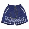 Rhude Shorts 남자 여자 디자이너 3M 반사 여름 패션 빠른 건조 스트리트웨어 캐주얼 힙합 비치 스포츠웨어 남성 짧은 바지 1bft