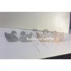 Blandad enkel 18K guldpläterad 925 Silver Luxury Letters Stud Märkesdesigners Geometriska berömda kvinnor Round Crystal Rhinestone Earring Wedding Swan
