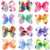 12 färger Rainbow JoJo Bows For Girls Siwa Style Hair Bows Christmas Hair Accessories Birthday Bow Cute Wear Clips Hairpins ZZ