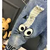 Jeans nya flickor jeans vår höst barn byxor 1-7 år baby pojkar flickor jeans pojkar casual hål byxor tecknad katt jeans barn byxor