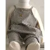 Pullover Spring Autumn Baby Boy Romper مجموعة ألوان صلبة T Shirt Babyless Phemsuit Girls Cute Plaid Bemsuit Clothing H240508