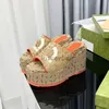 Tasarımcılar Kadın Kama Platformu Sandalet Espadrille Ayakkabı Gerçek Deriler Ayak Bileği Dantel Up Matelasse Espadrille Ladies Yüksek Topuk Boyut 35-42 1.9 05