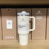 Großhandel 40 Unzen isolierter Tasse mit Stroh Edelstahl Griff Eiscreme Tasse Autokalte montiert