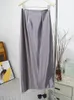 Jupes Printemps Élégant Épais Satin Maxi Jupe De Luxe Brillant Soie Imité Droite Or Femmes Bureau Dame Dos Fendu Longue Saias